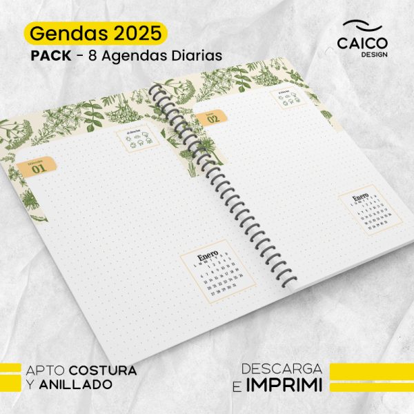 PACK GENDAS - 8 AGENDAS DIARIAS 2025 PARA IMPRIMIR - Imagen 3