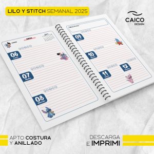 Semanal - Lilo y Stitch agendas 2025 para imprimir