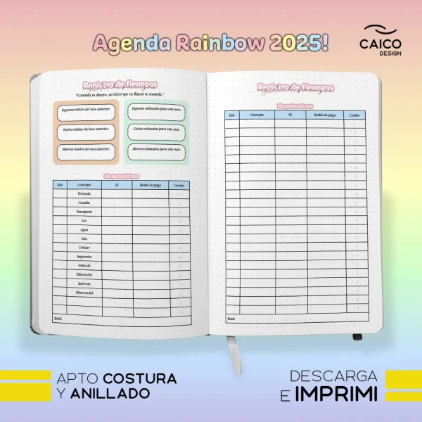 Agenda Rainbow 2025 para imprimir + Tapas + Stickers - Imagen 11