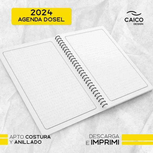 Agenda Dosel 2024 - Dos días por hoja con horarios - Imagen 10