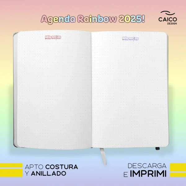 Agenda Rainbow 2025 para imprimir + Tapas + Stickers - Imagen 12