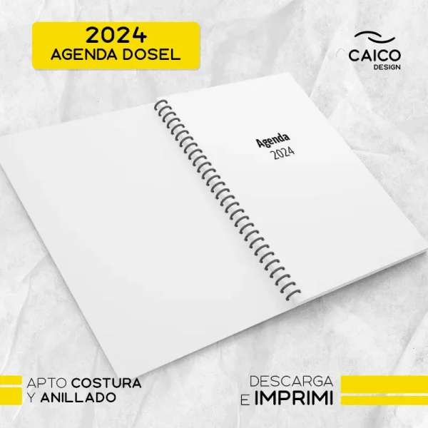 Agenda Dosel 2024 - Dos días por hoja con horarios - Imagen 2
