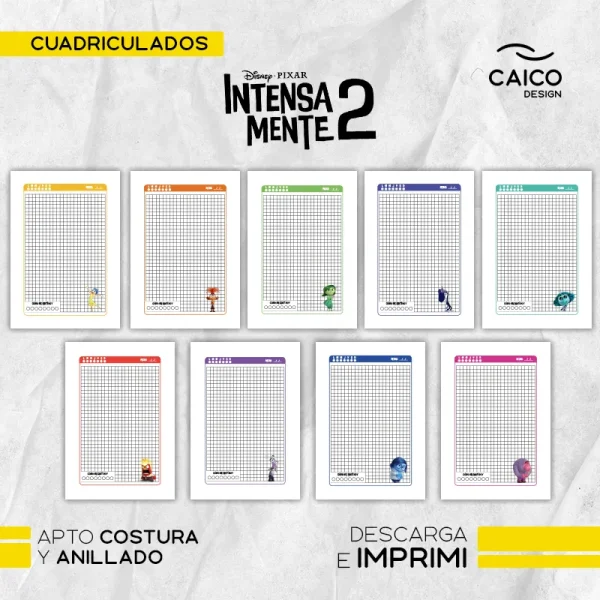 Intensamente 2 - Pack Cuaderno rayado, bullet, cuadriculado y liso para imprimir - Imagen 9