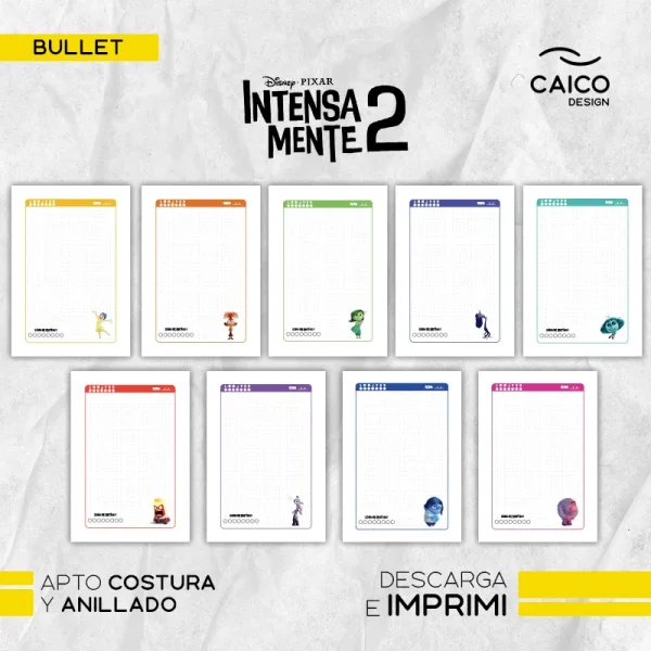 Intensamente 2 - Pack Cuaderno rayado, bullet, cuadriculado y liso para imprimir - Imagen 10