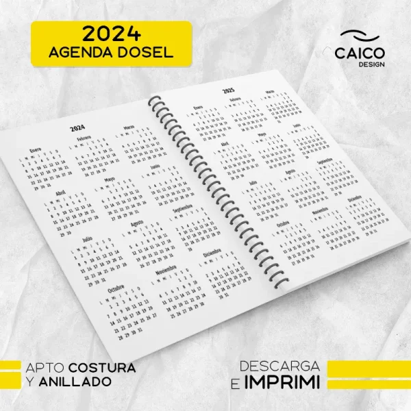 Agenda Dosel 2024 - Dos días por hoja con horarios - Imagen 4