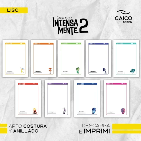 Intensamente 2 - Pack Cuaderno rayado, bullet, cuadriculado y liso para imprimir - Imagen 2