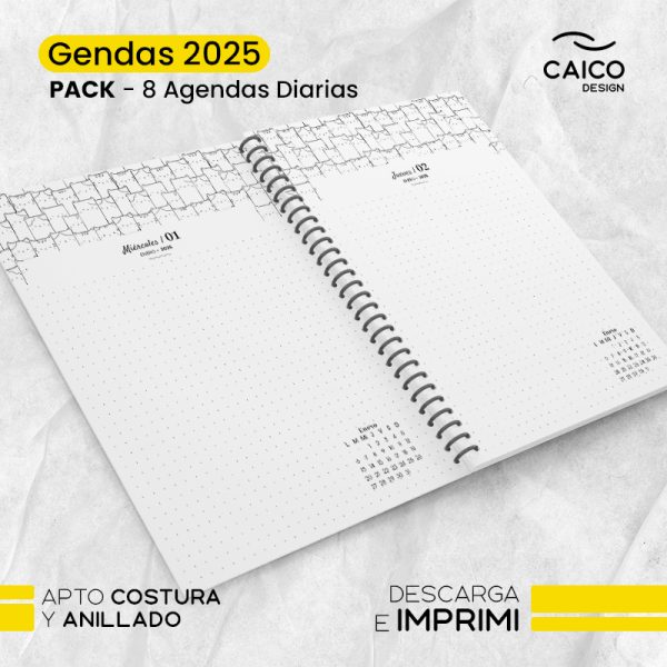 PACK GENDAS - 8 AGENDAS DIARIAS 2025 PARA IMPRIMIR - Imagen 9