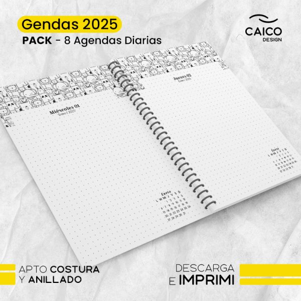 PACK GENDAS - 8 AGENDAS DIARIAS 2025 PARA IMPRIMIR - Imagen 2