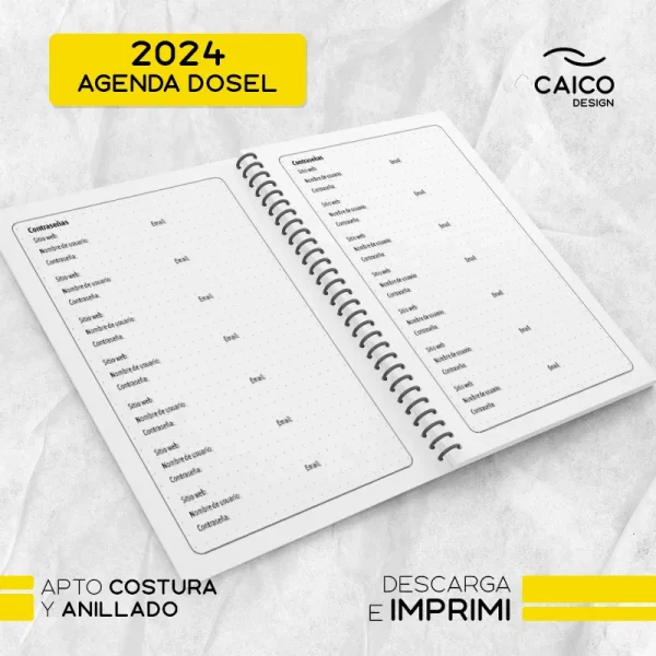 Agenda Dosel 2024 - Dos días por hoja con horarios - Imagen 9