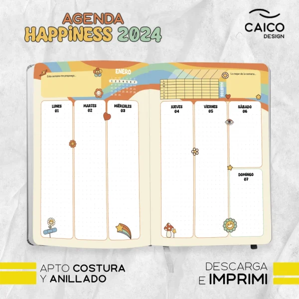 Agenda Happiness 2024 para imprimir