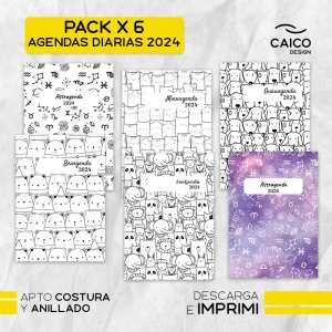 PACK - 6 AGENDAS DIARIAS 2024 PARA IMPRIMIR "Las Gendas"