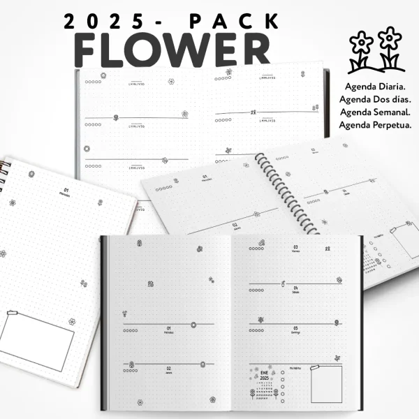Pack - Agenda Flower 2025 para imprimir