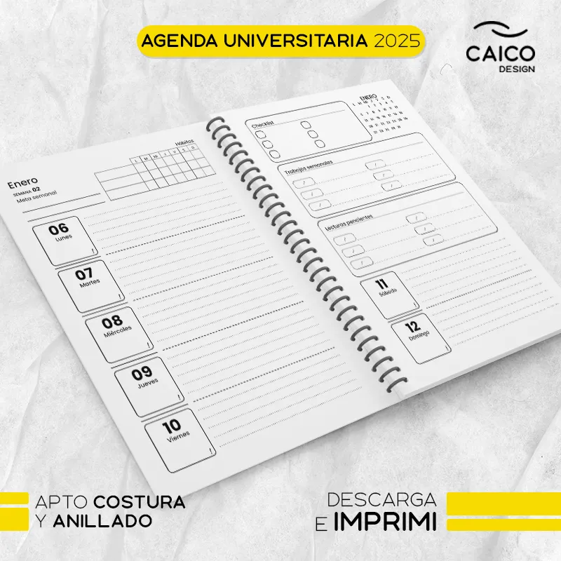 Agenda Universitaria 2025 para imprimir