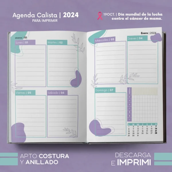 Agenda Calista 2024 para imprimir