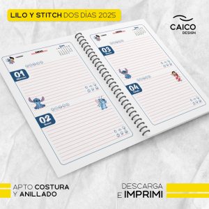 Dos días - Lilo y Stitch agendas 2025 para imprimir