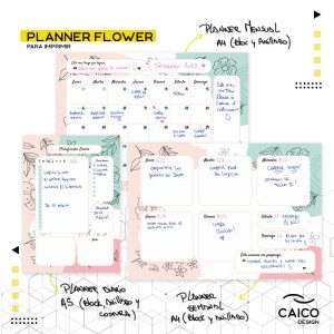 Planner Flower - Diario, semanal y mensual