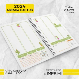 Agenda Cactus 2024 para imprimir