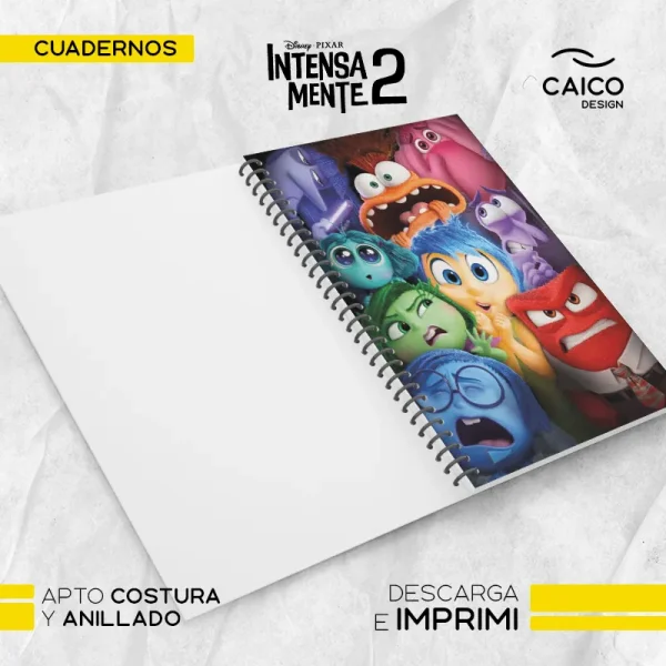Intensamente 2 - Pack Cuaderno rayado, bullet, cuadriculado y liso para imprimir - Imagen 3