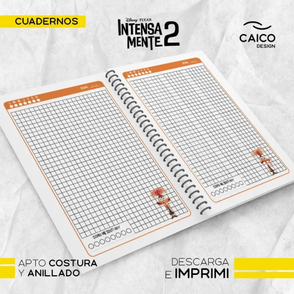 Intensamente 2 - Pack Cuaderno rayado, bullet, cuadriculado y liso para imprimir - Imagen 4