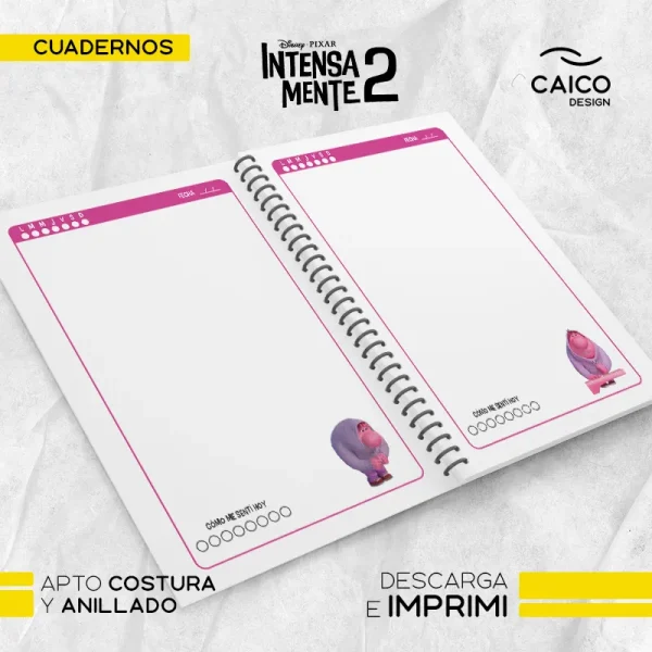 Intensamente 2 - Pack Cuaderno rayado, bullet, cuadriculado y liso para imprimir - Imagen 6