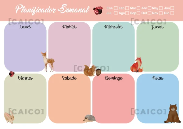Planificador mensual y semanal "Animales" - Imagen 2